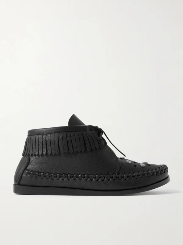 Isabel Marant Felsa Fringed Embellished Leather Ankle Boots