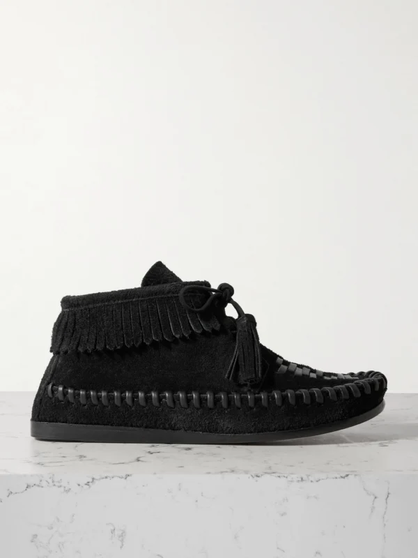 Isabel Marant Felsa Fringed Tasseled Leather-trimmed Suede Ankle Boots