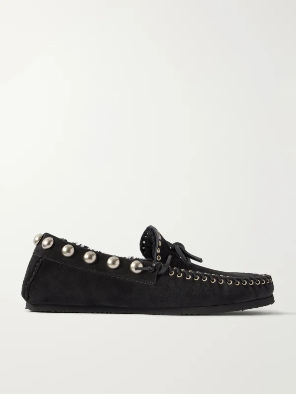 Isabel Marant Fitza Studded Shearling-trimmed Suede Loafers