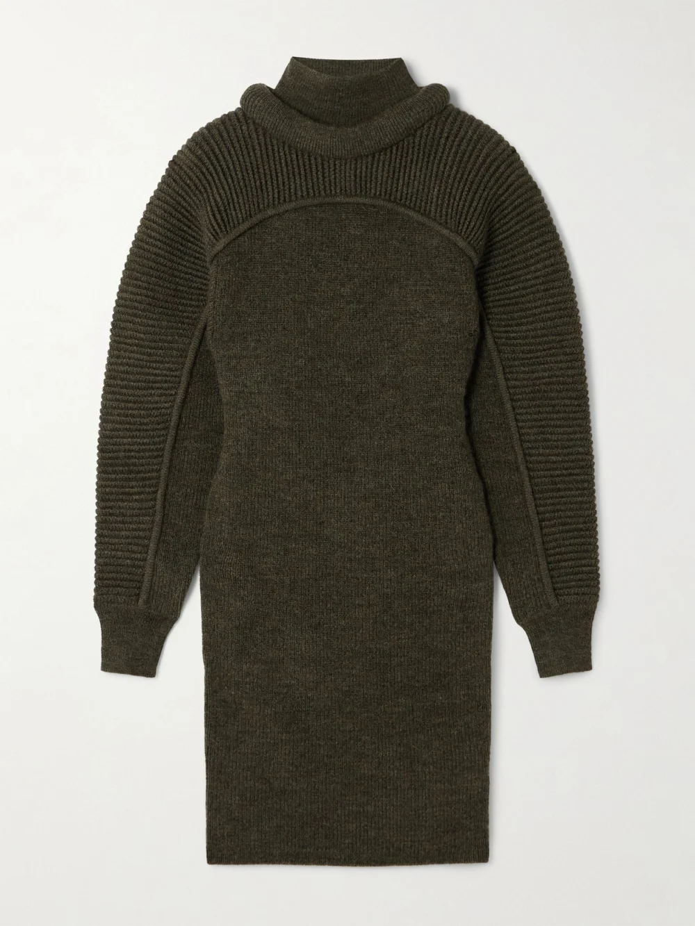 Isabel Marant Hilde Ribbed Wool Mini Dress in army green