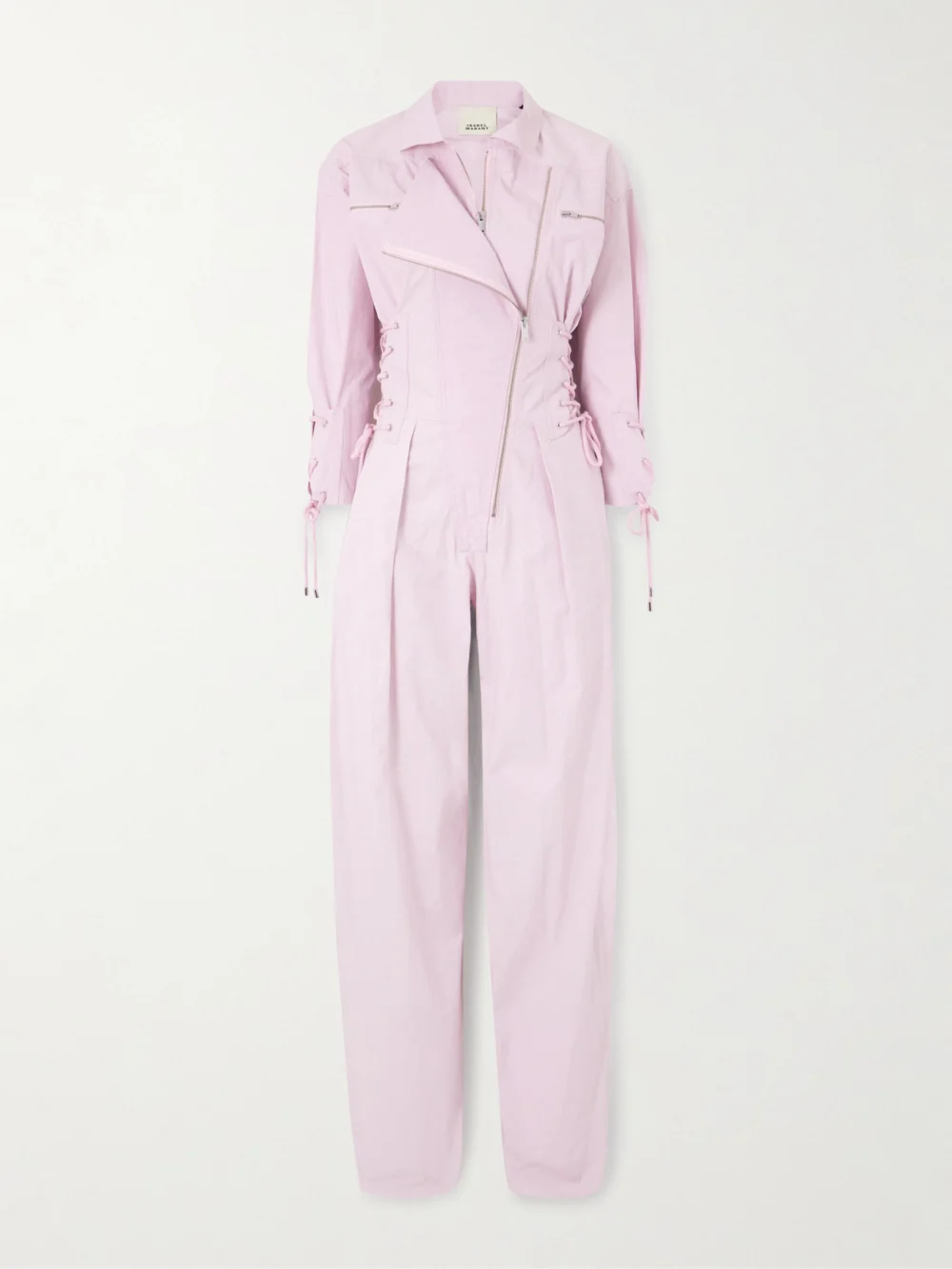 Isabel Marant Irianna Lace-up Pleated Cotton-canvas Jumpsuit in pastel pink