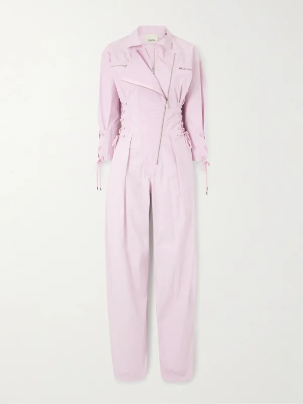 Isabel Marant Irianna Lace-up Pleated Cotton-canvas Jumpsuit