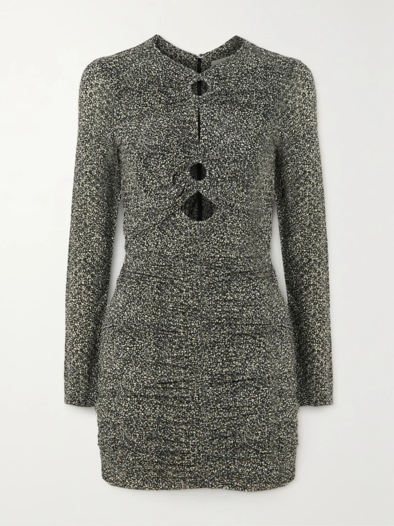 Isabel Marant Jana Cutout Ruched Printed Stretch-jersey Mini Dress