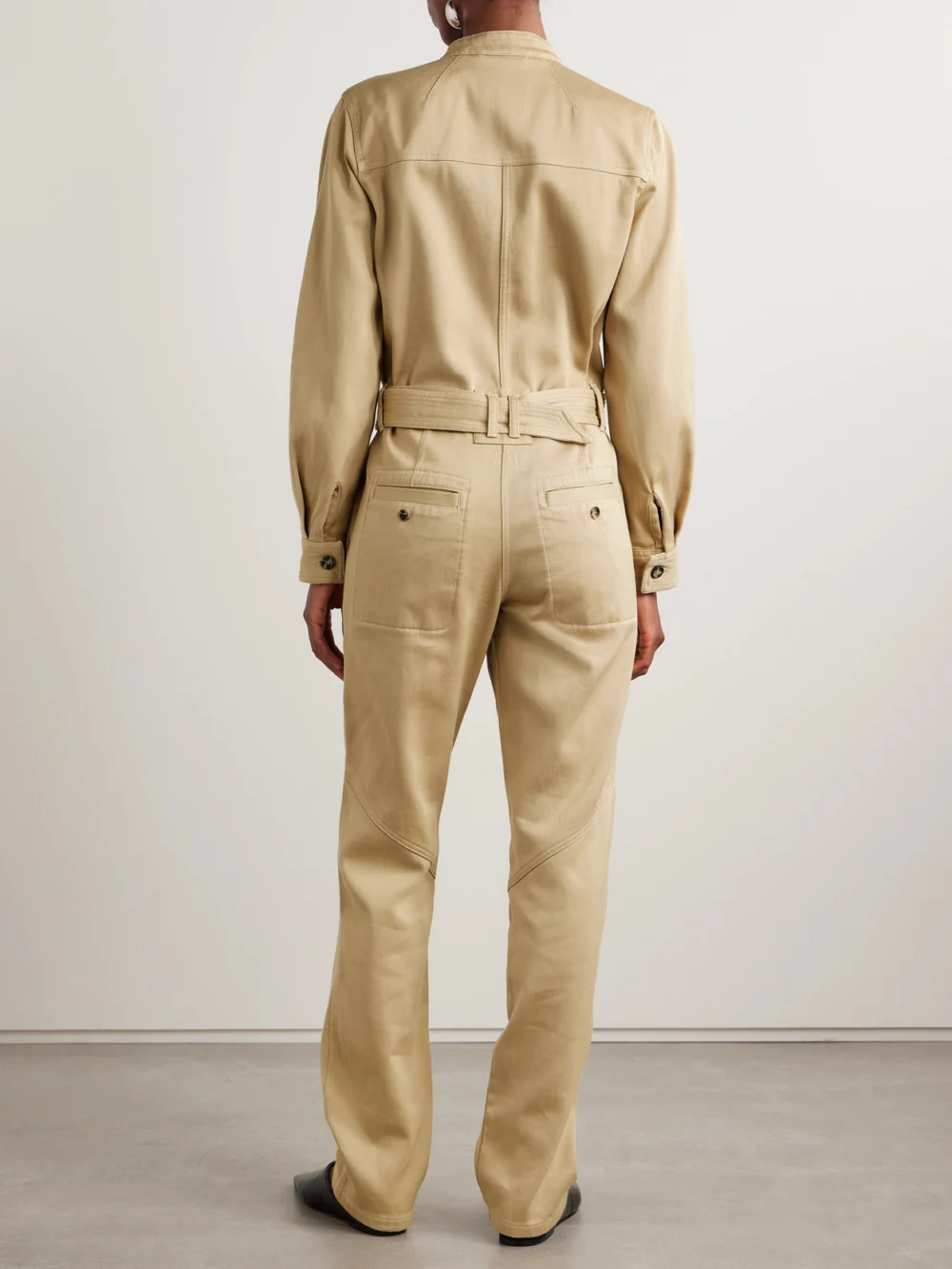 Back view of the Isabel Marant Jelica Belted Cotton-twill Jumpsuit
