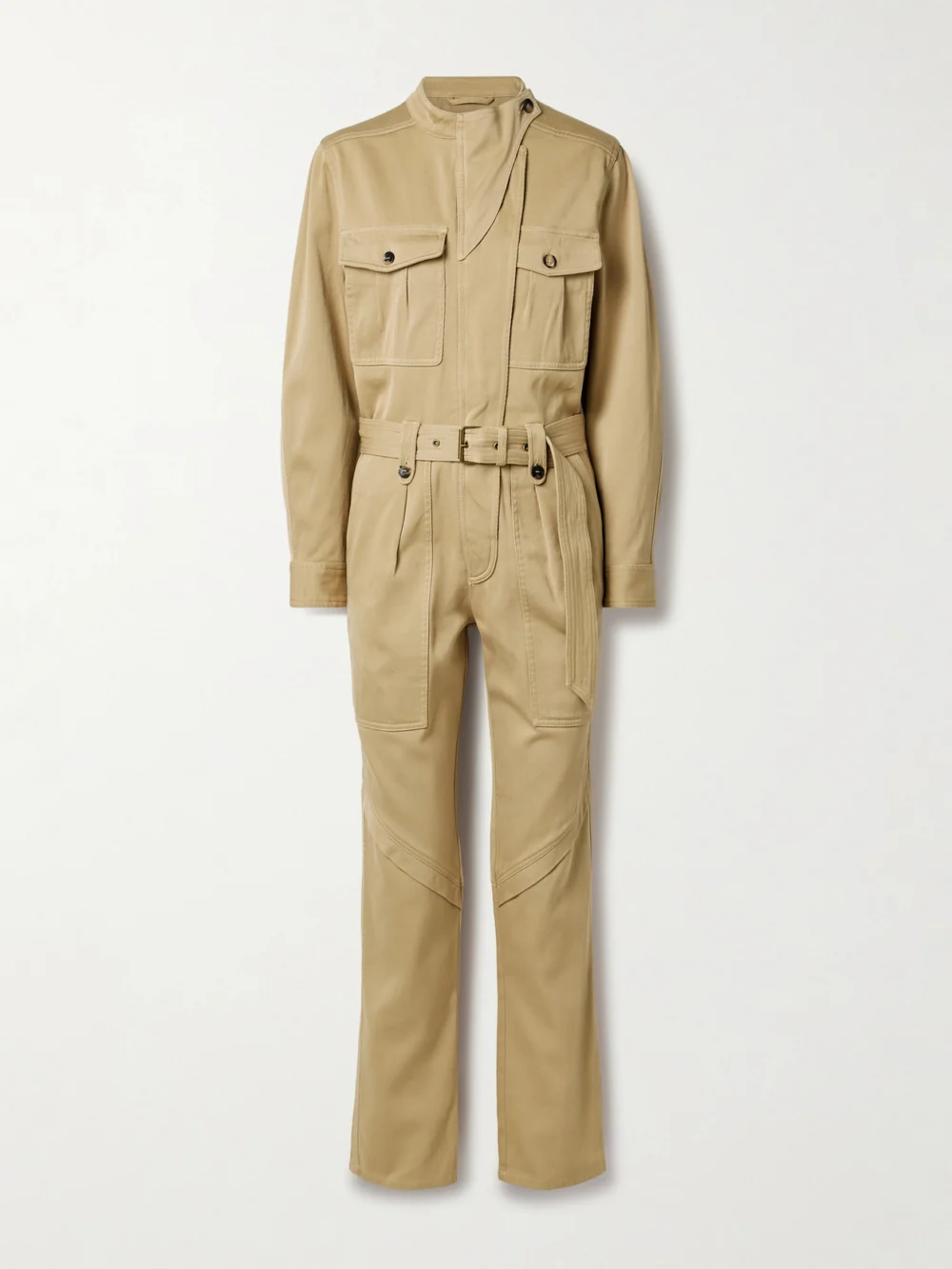 Isabel Marant Jelica Belted Cotton-twill Jumpsuit in beige