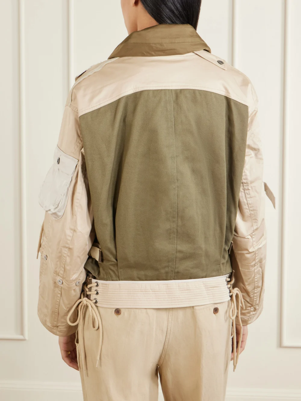 Back view of the Isabel Marant Julissa Leather-trimmed Organic Cotton Jacket