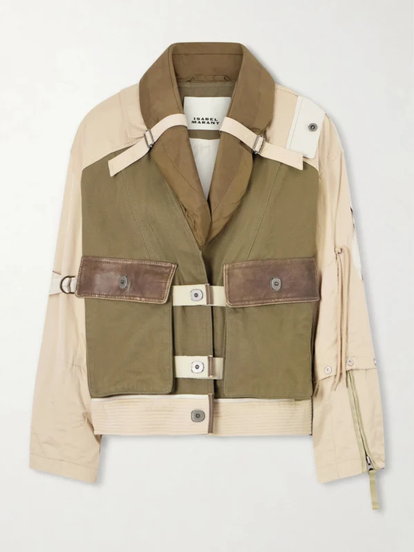 Isabel Marant Julissa Leather-trimmed Organic Cotton Jacket
