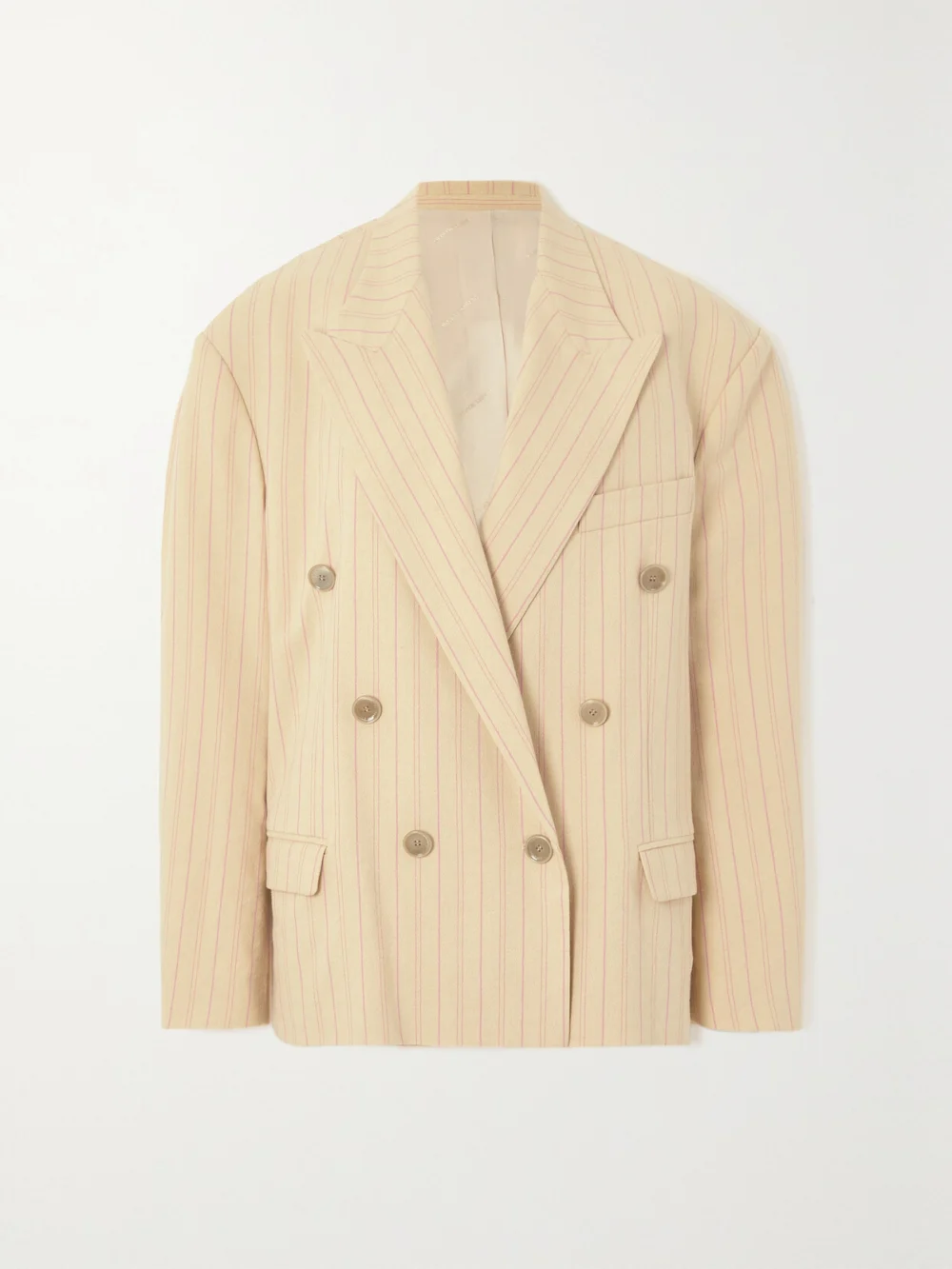 Isabel Marant Klero Double-breasted Striped Crepe Blazer in yellow