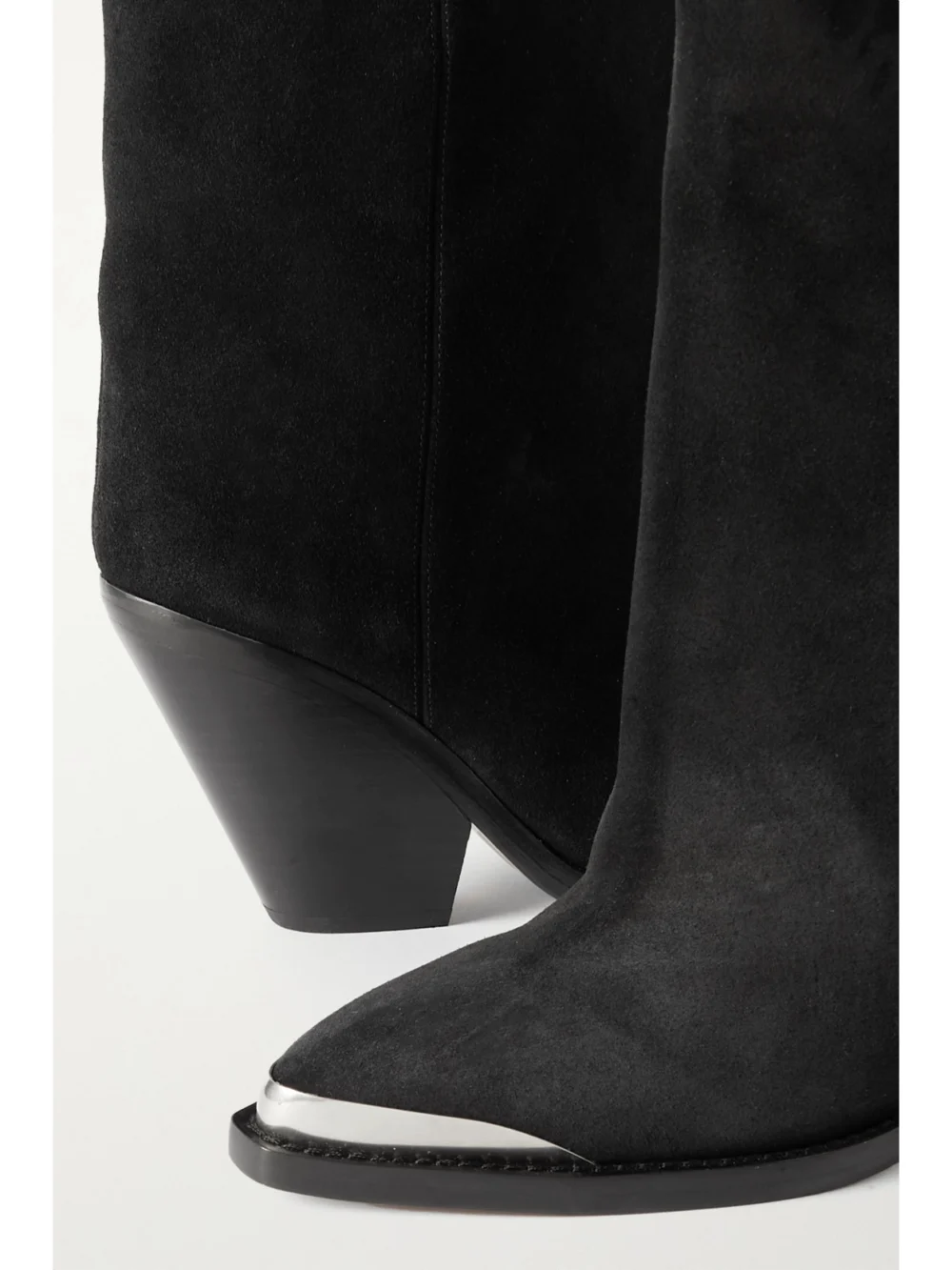 Close-up detail of the Isabel Marant Ladel Embellished Suede Ankle Boots