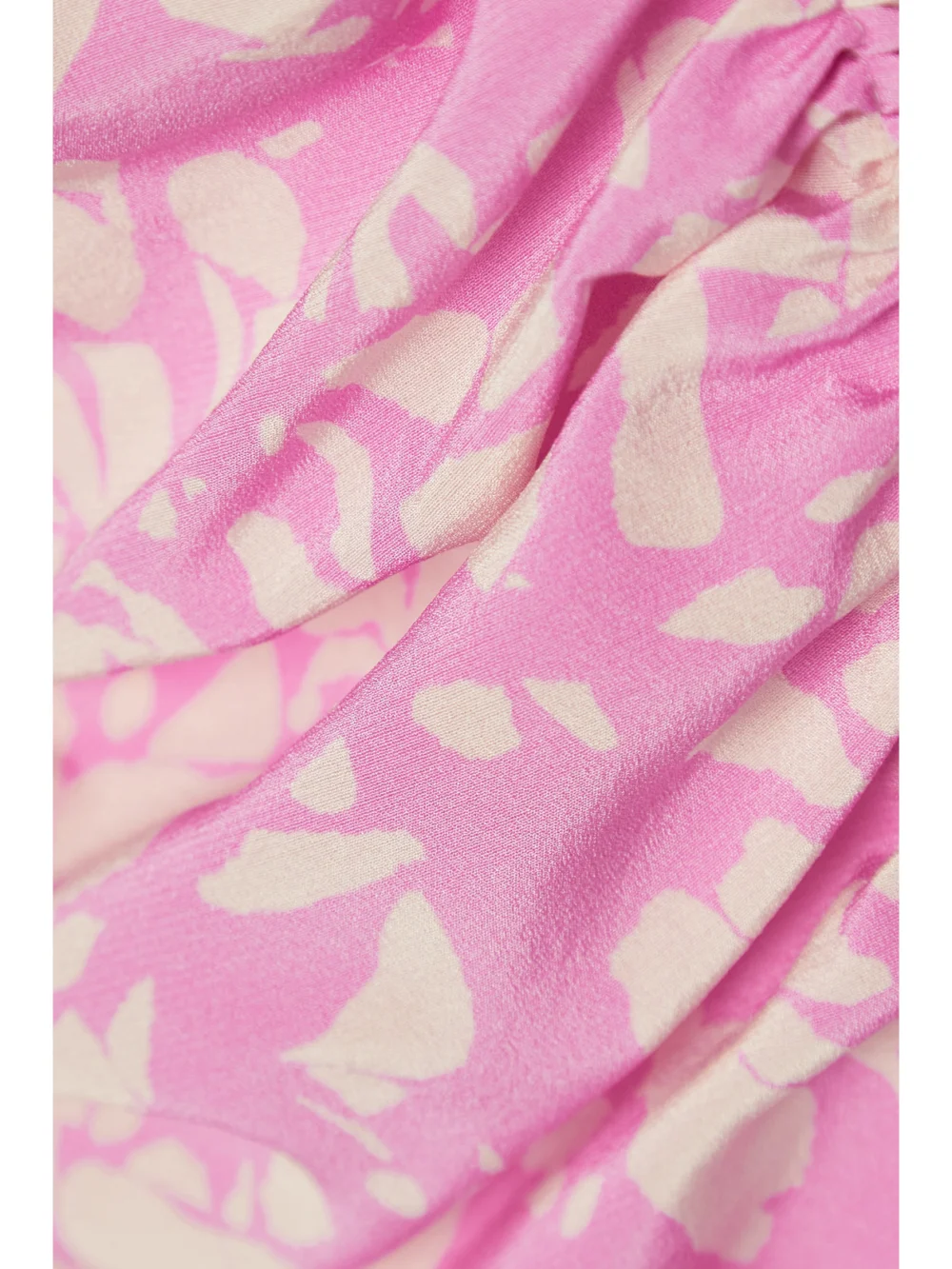 Close-up detail of the Isabel Marant Lara Ruched Printed Stretch-silk Mini Dress