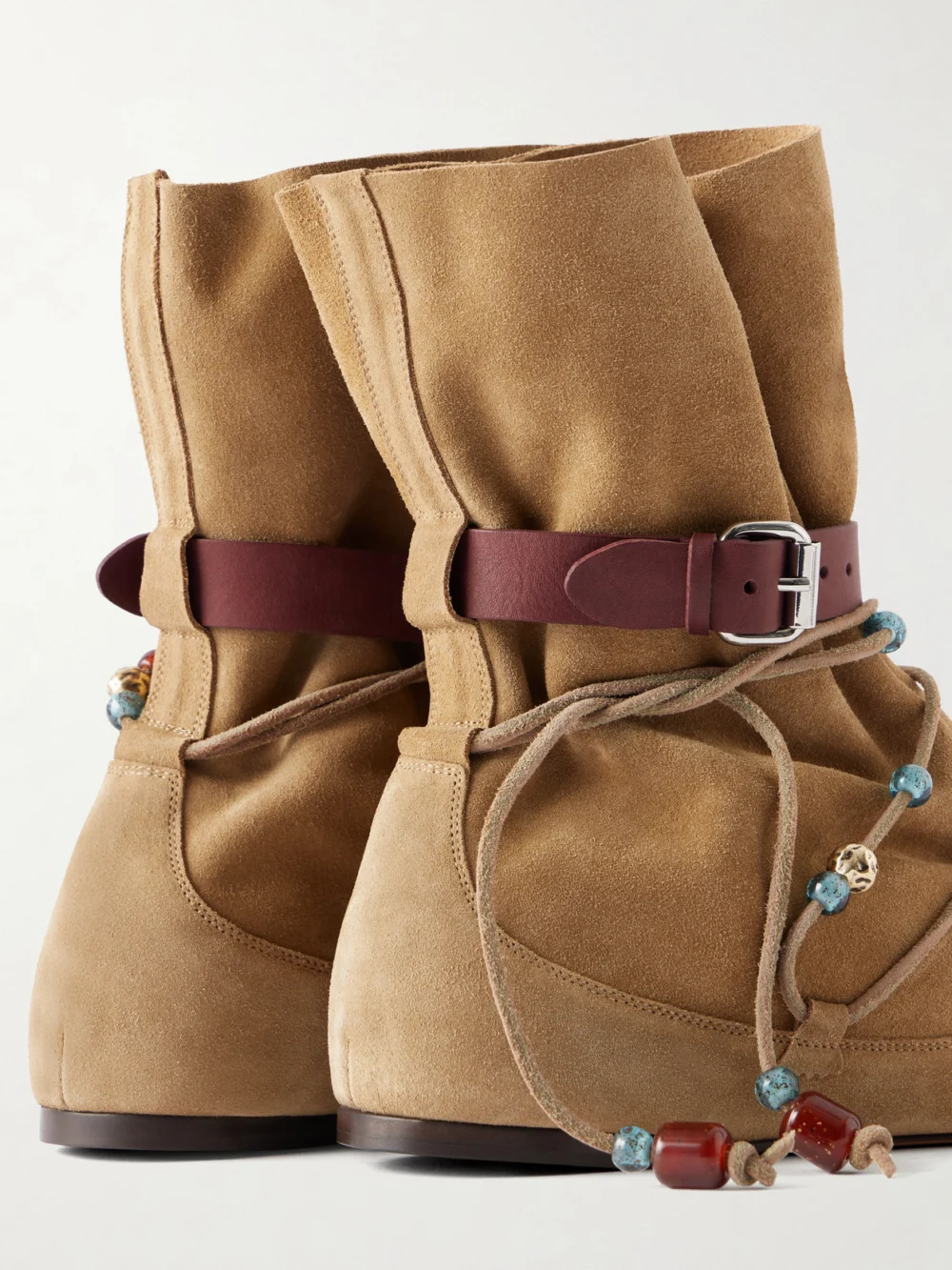 Close-up detail of the Isabel Marant Letiz Suede Ankle Boots