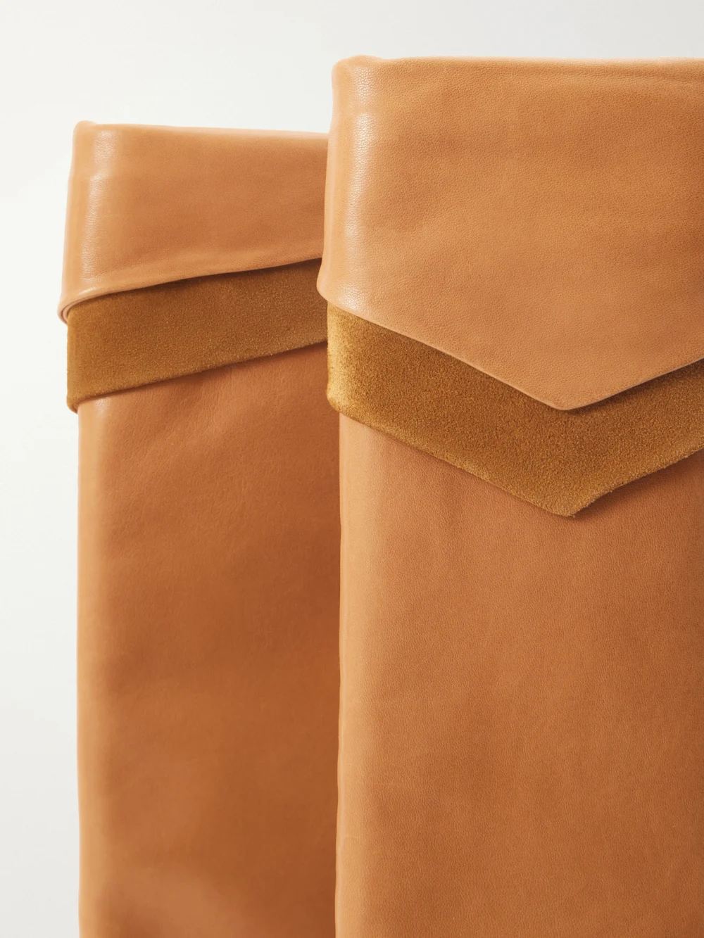 Close-up detail of the Isabel Marant Lezra Suede-trimmed Leather Knee Boots