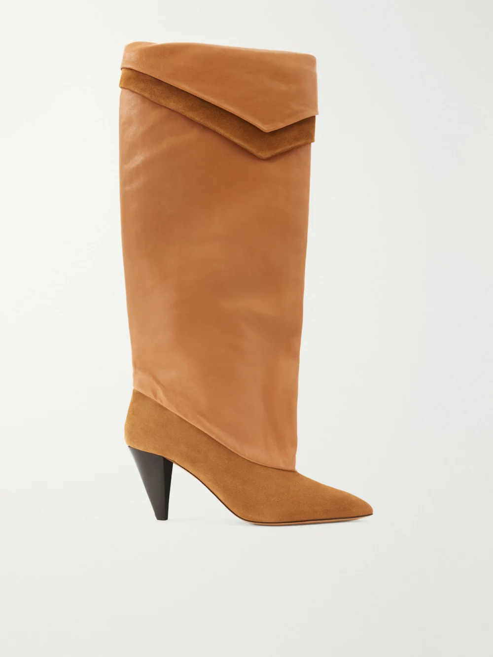 Isabel Marant Lezra Suede-trimmed Leather Knee Boots in tan