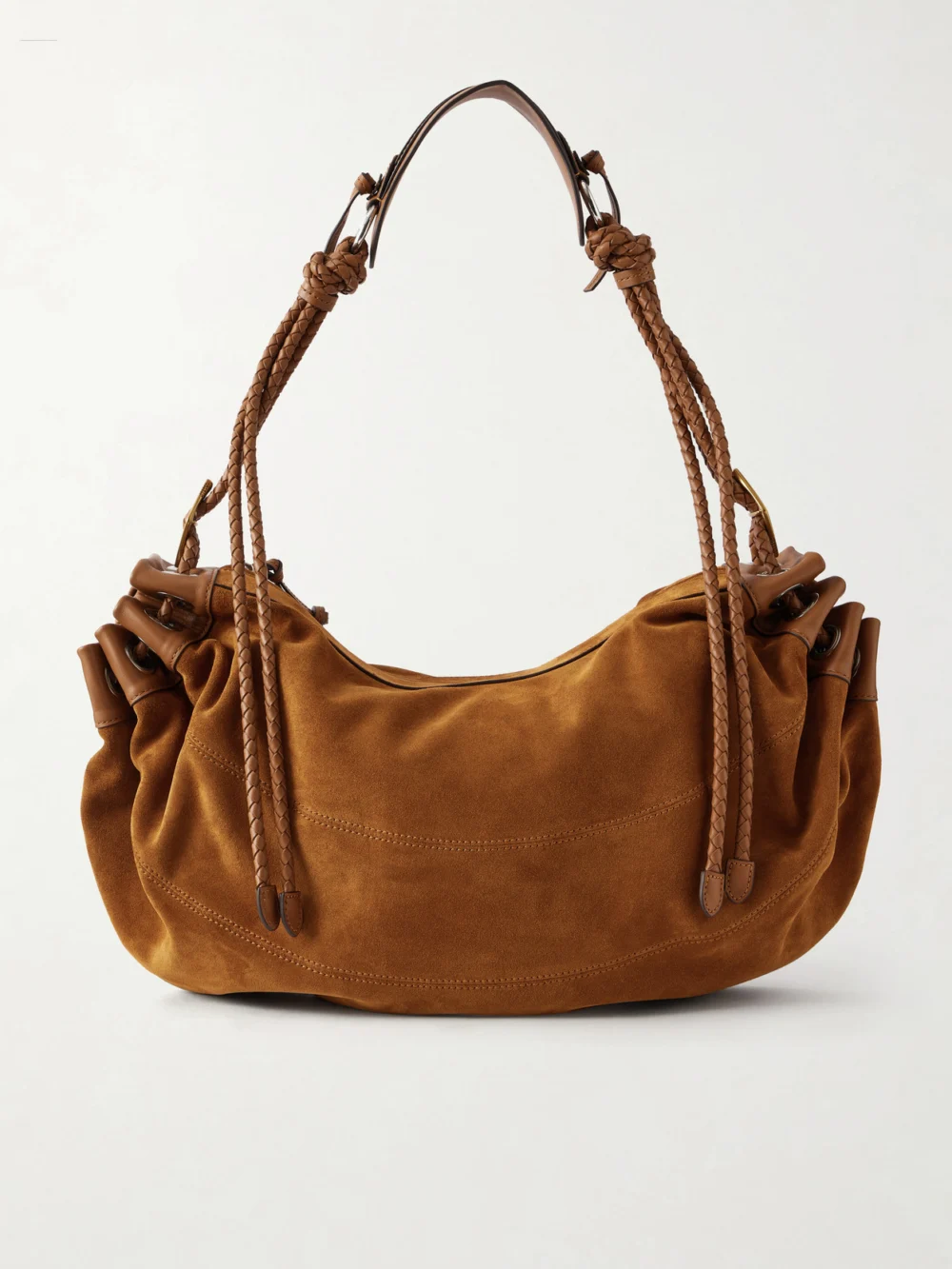 Isabel Marant Maia Large Leather-trimmed Suede Shoulder Bag in tan