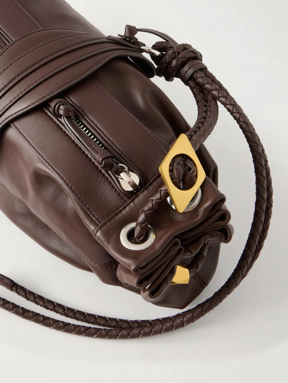 Close-up detail of the Isabel Marant Maia Medium Braided Leather Shoulder Bag