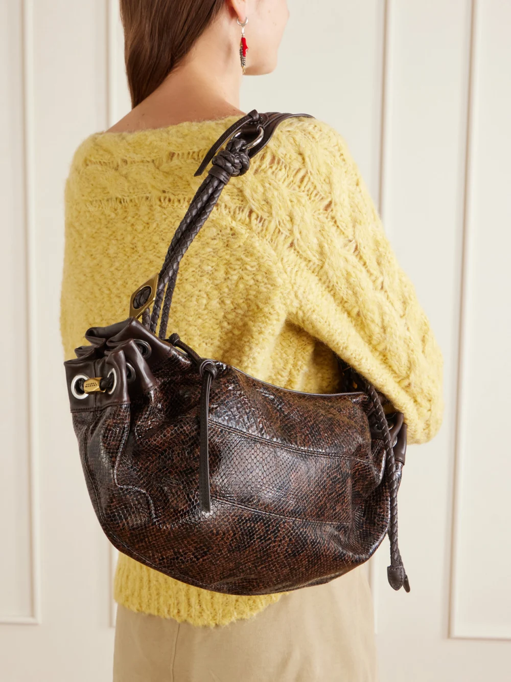 Isabel Marant Maia Snake-effect Leather Shoulder Bag, styled view