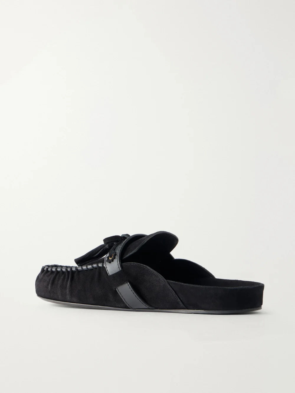 Back view of the Isabel Marant Malvin Tasseled Leather-trimmed Suede Mules
