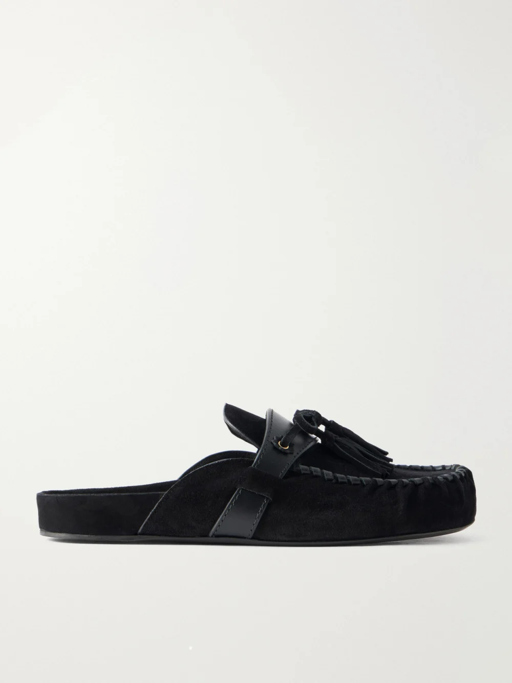 Isabel Marant Malvin Tasseled Leather-trimmed Suede Mules in black