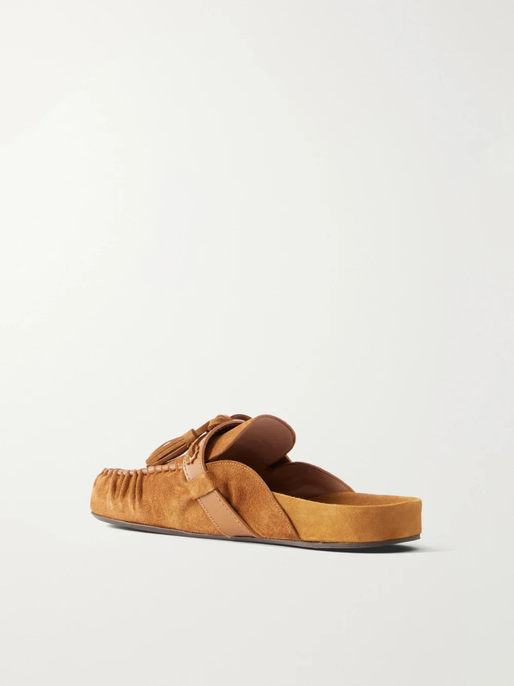 Back view of the Isabel Marant Malvin Tasseled Leather-trimmed Suede Mules