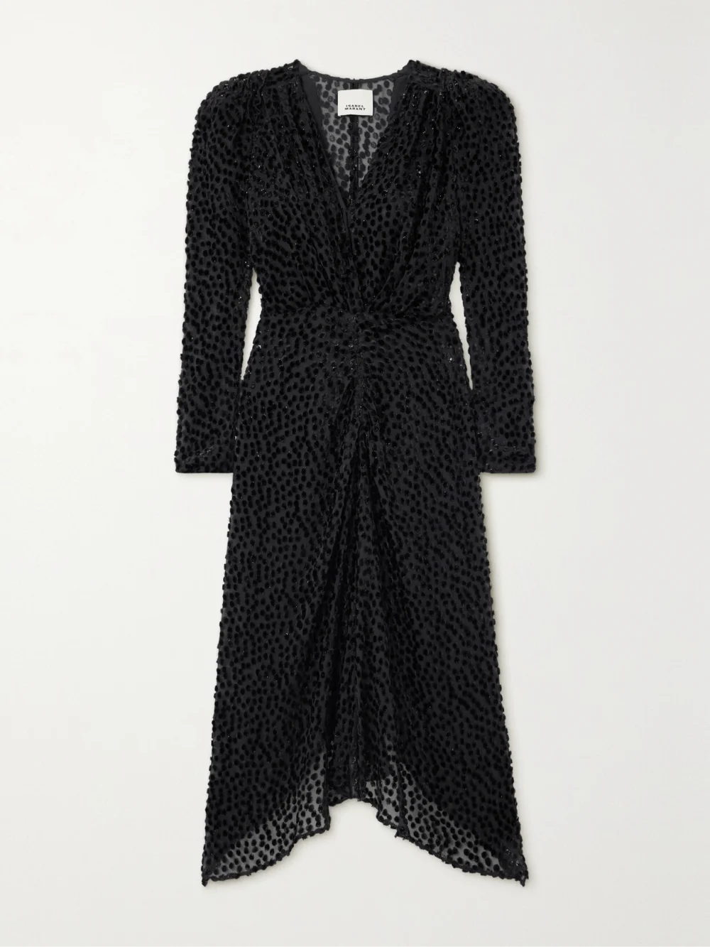 Isabel Marant Maray Metallic Flocked Chiffon Midi Dress in black