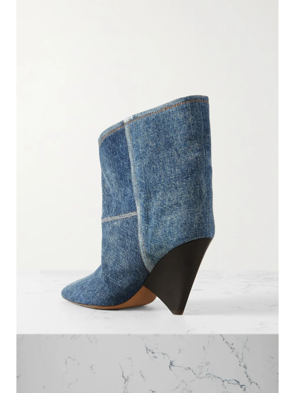 Back view of the Isabel Marant Miyako Two-tone Denim Ankle Boots