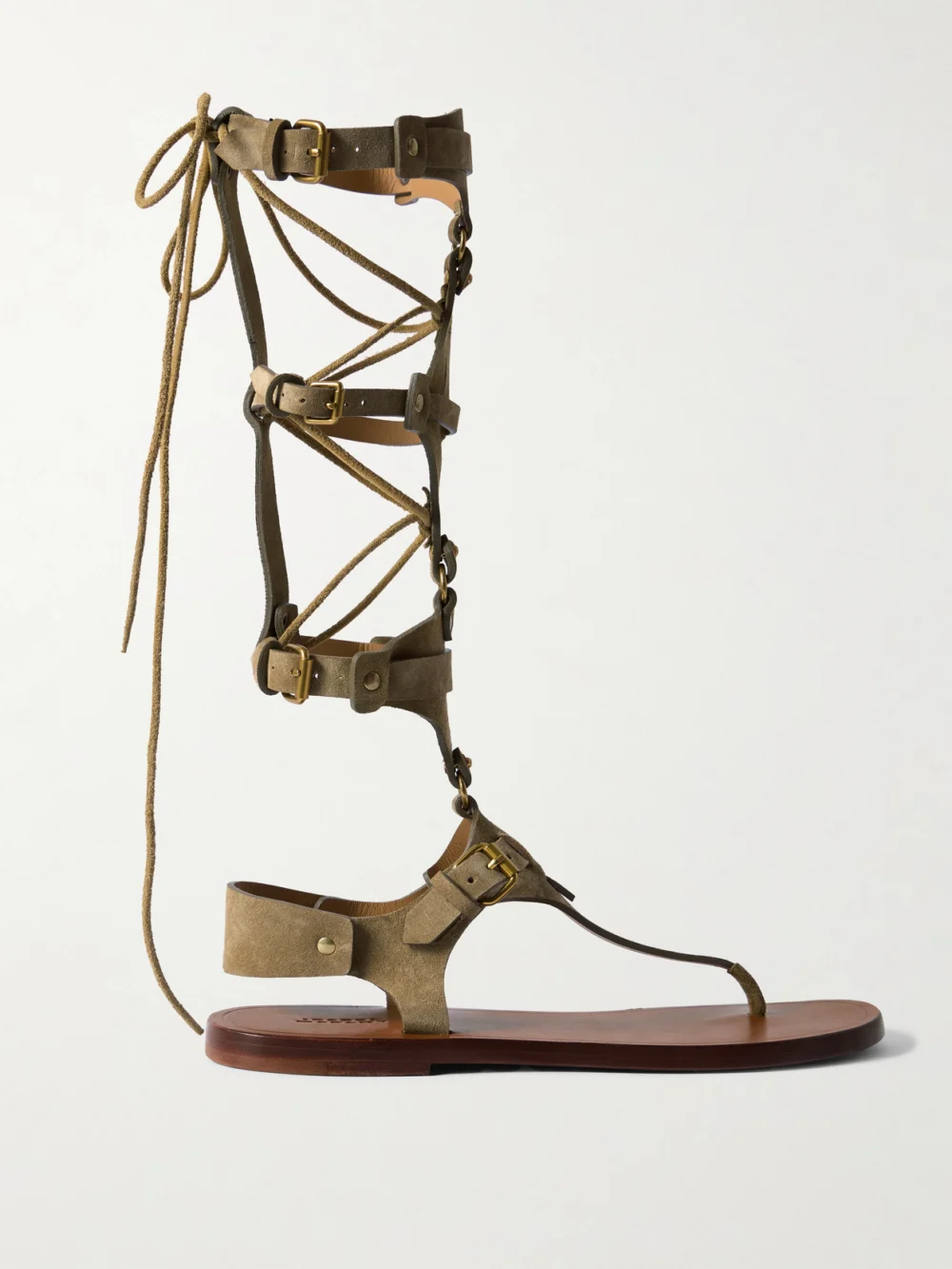 Isabel Marant Nensi Tie-detailed Leather Sandals in taupe