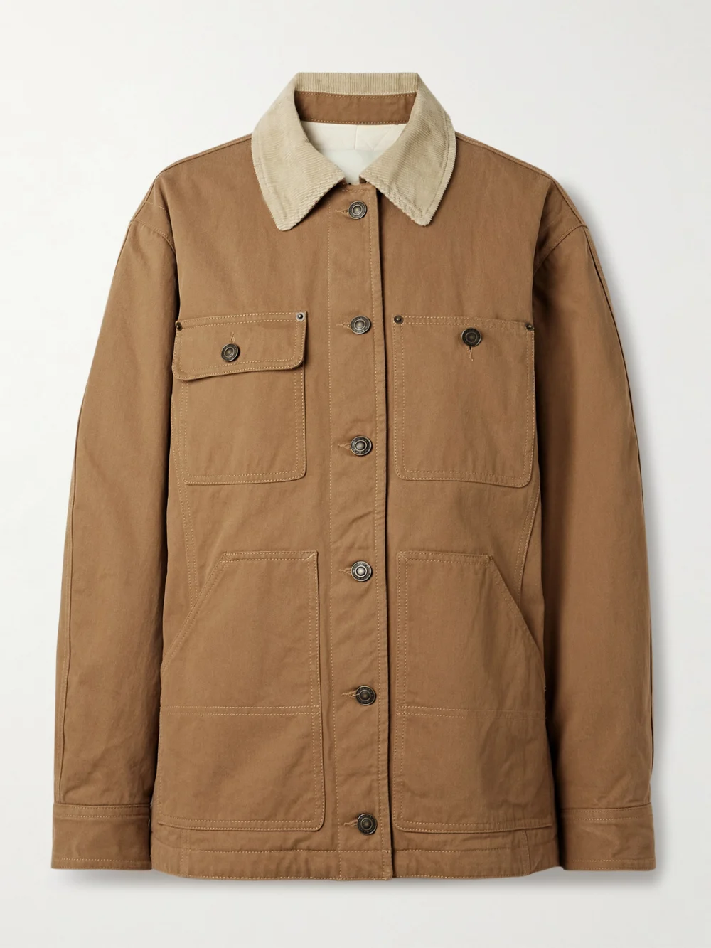 Isabel Marant Ninon Corduroy-trimmed Cotton-twill Jacket in brown