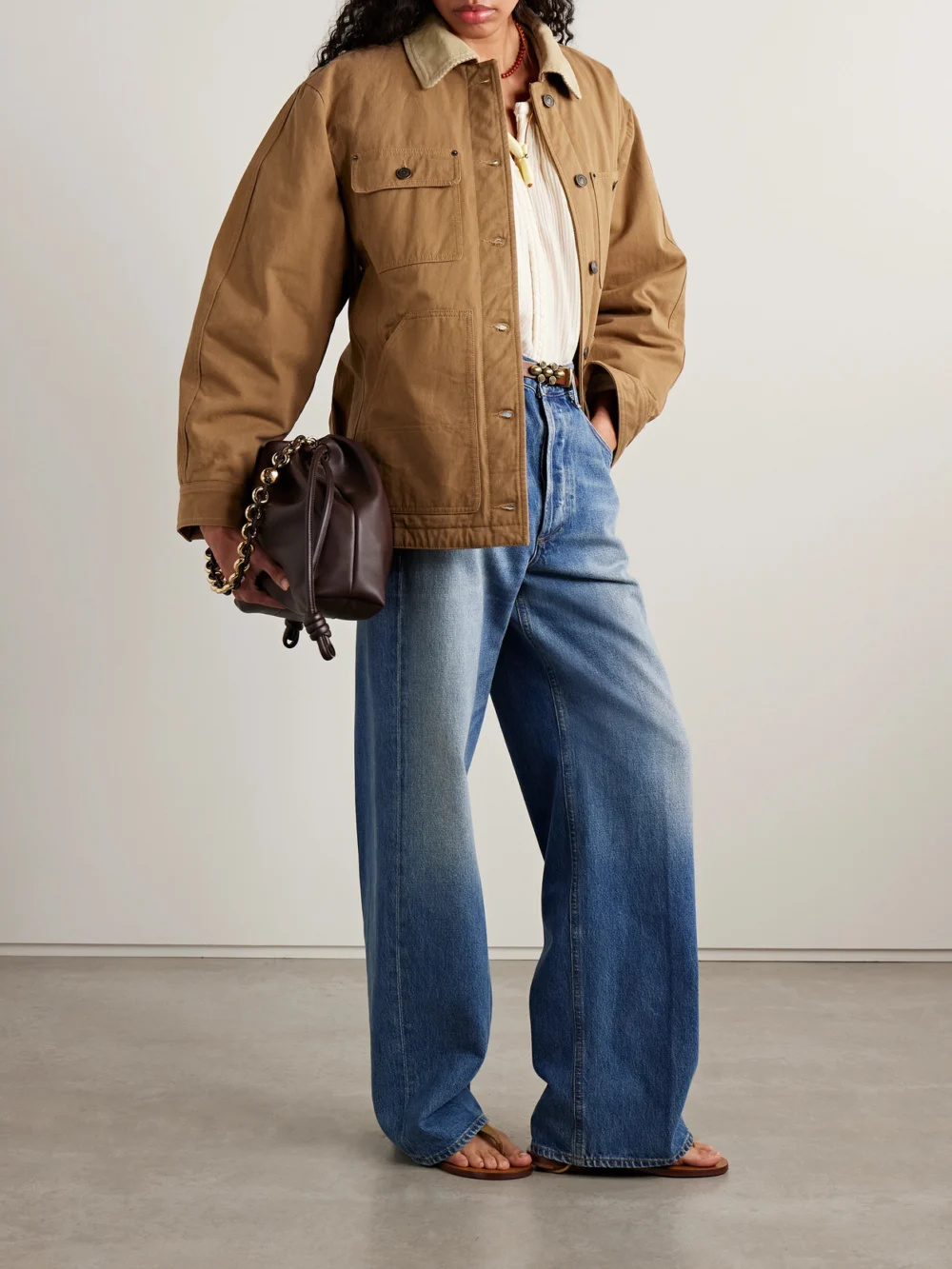 Isabel Marant Ninon Corduroy-trimmed Cotton-twill Jacket, worn by a model
