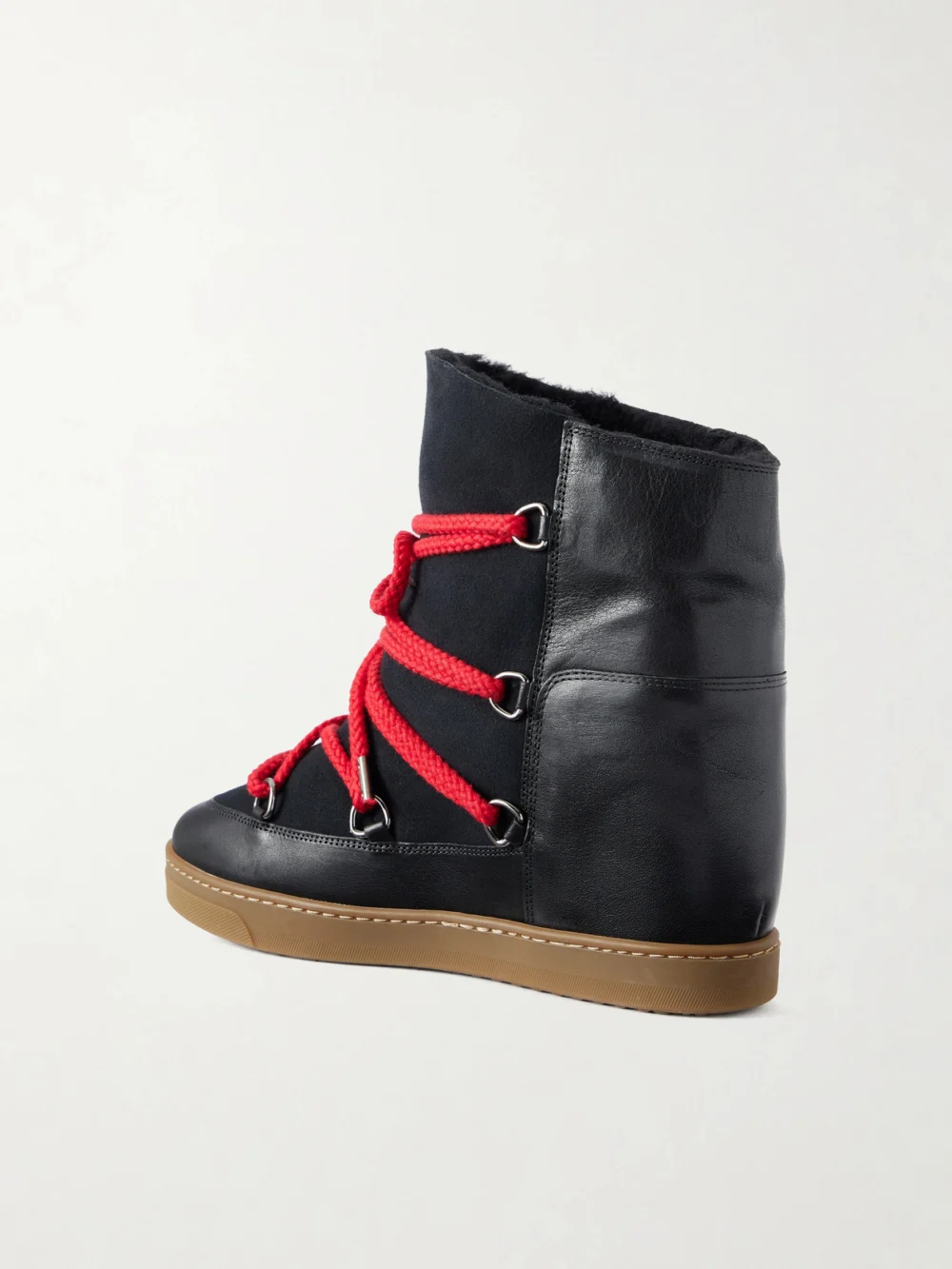 Back view of the Isabel Marant Nowles Shearling-trimmed Leather Ankle Boots