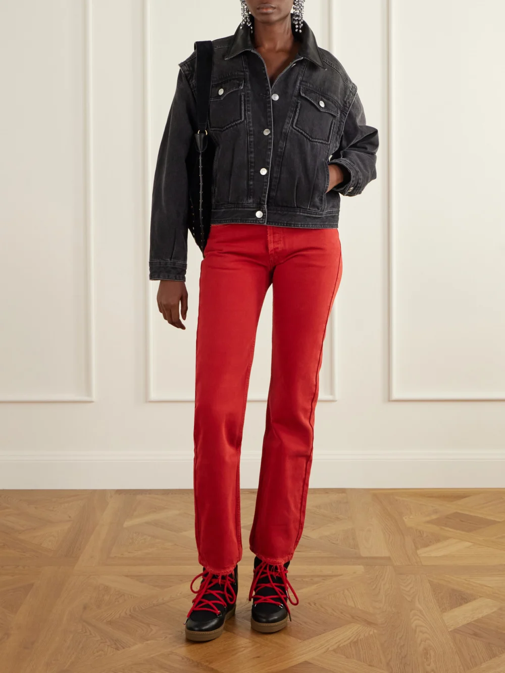 Isabel Marant Nowles Shearling-trimmed Leather Ankle Boots, styled view