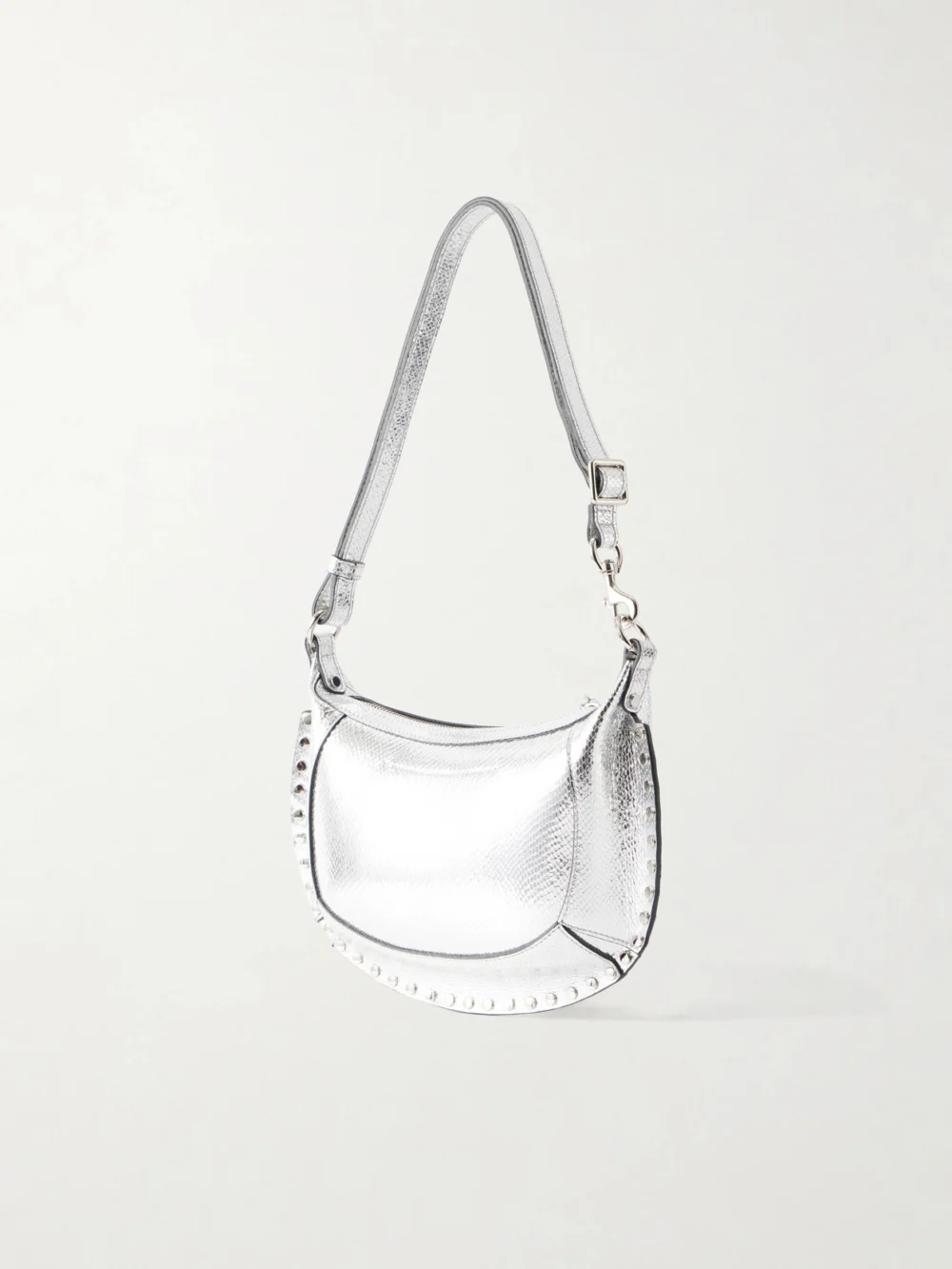 Back view of the Isabel Marant Oskan Moon Embellished Snake-effect Leather Shoulder Bag