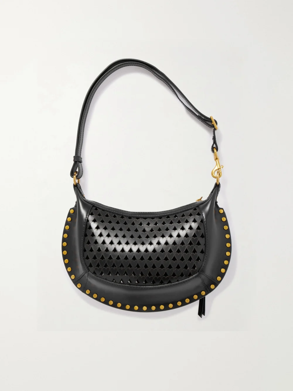 Back view of the Isabel Marant Oskan Moon Studded Laser-cut Leather Shoulder Bag