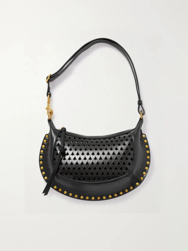 Isabel Marant Oskan Moon Studded Laser-cut Leather Shoulder Bag