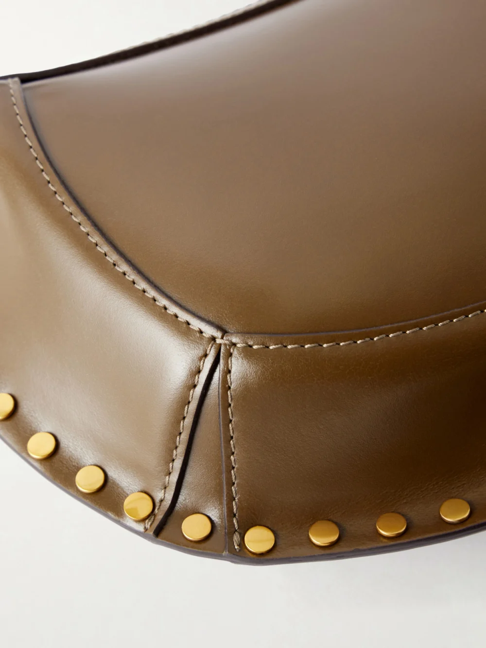 Close-up detail of the Isabel Marant Oskan Moon Studded Leather Shoulder Bag