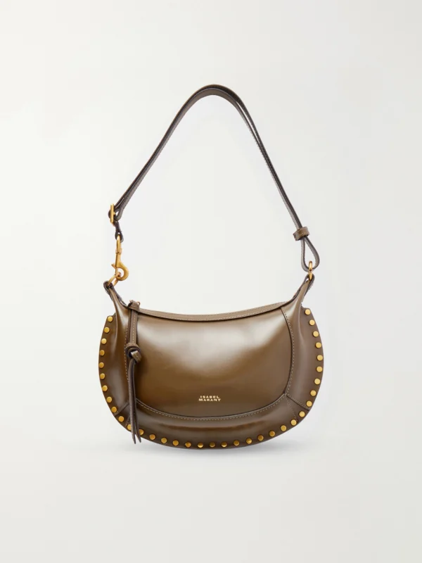 Isabel Marant Oskan Moon Studded Leather Shoulder Bag