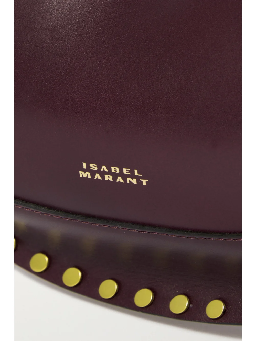 Close-up detail of the Isabel Marant Oskan Moon Studded Leather Shoulder Bag