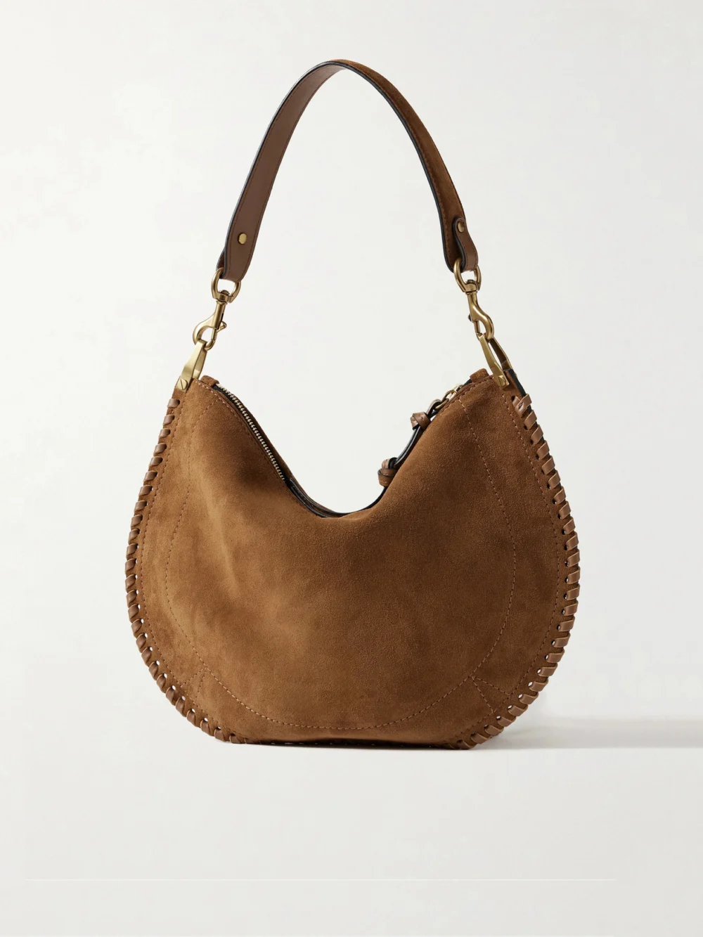 Back view of the Isabel Marant Oskan Soft Zipped Leather-trimmed Suede Shoulder Bag