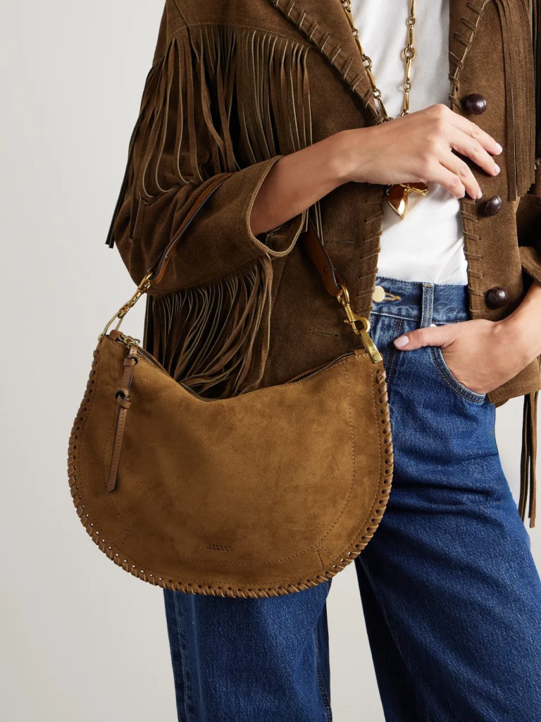 Isabel Marant Oskan Soft Zipped Leather-trimmed Suede Shoulder Bag