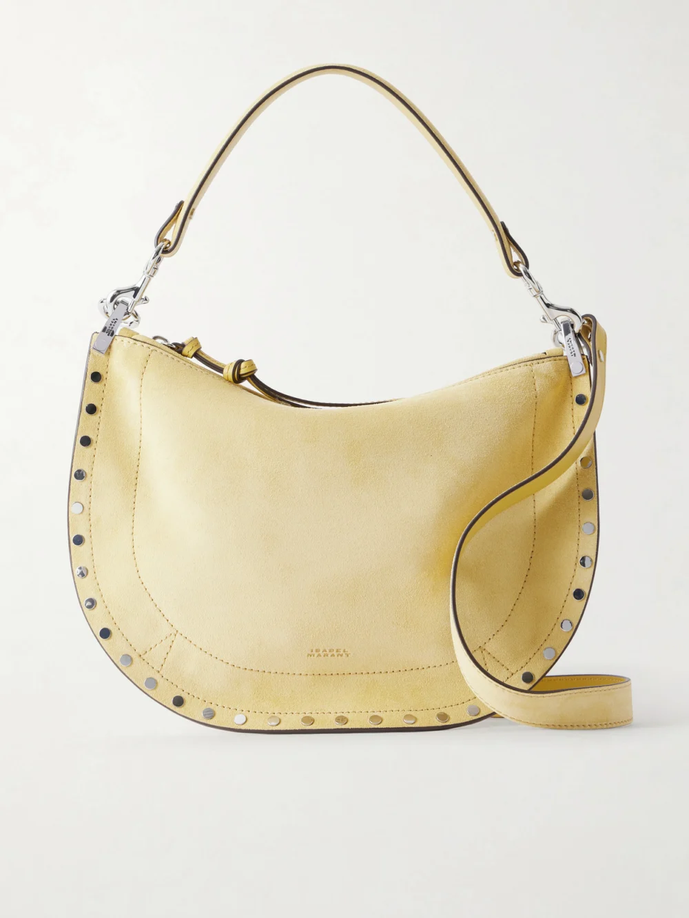 Isabel Marant Oskan Studded Suede Shoulder Bag in beige