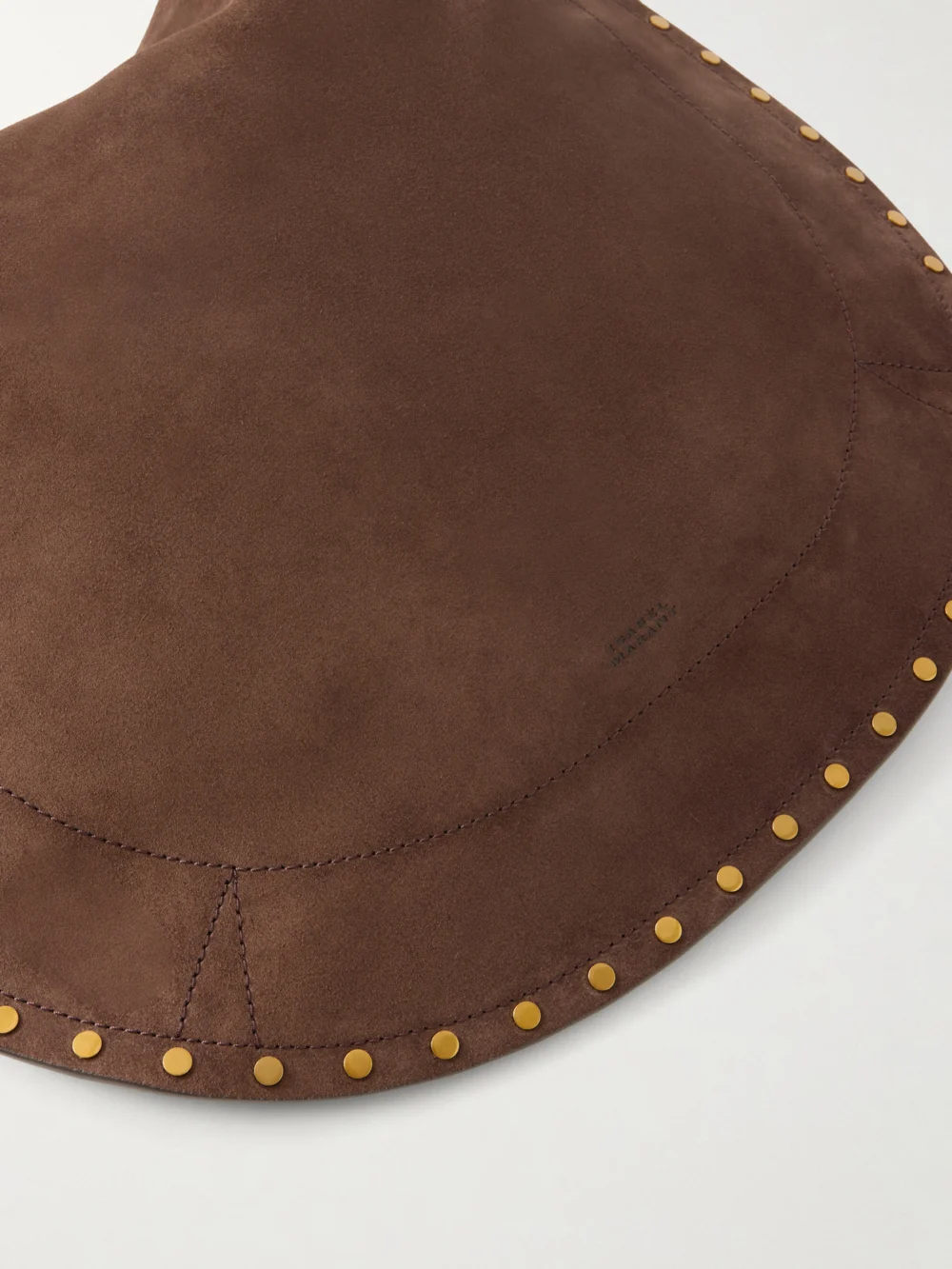 Close-up detail of the Isabel Marant Oskan Studded Suede Tote