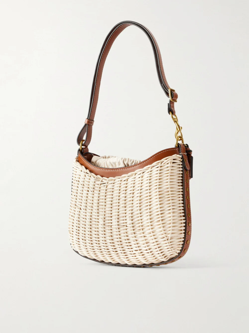 Back view of the Isabel Marant Oskan Wicker Leather-trimmed Wicker Shoulder Bag