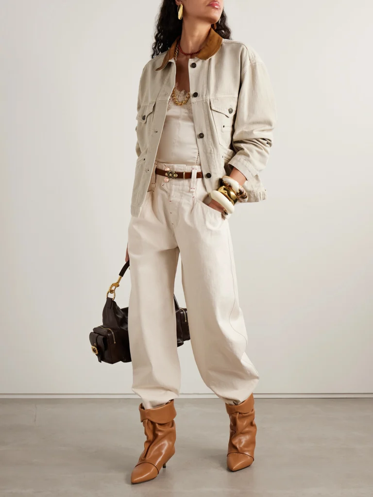 Isabel Marant Petunia Leather-trimmed Organic Cotton and Hemp-blend Twill Jacket