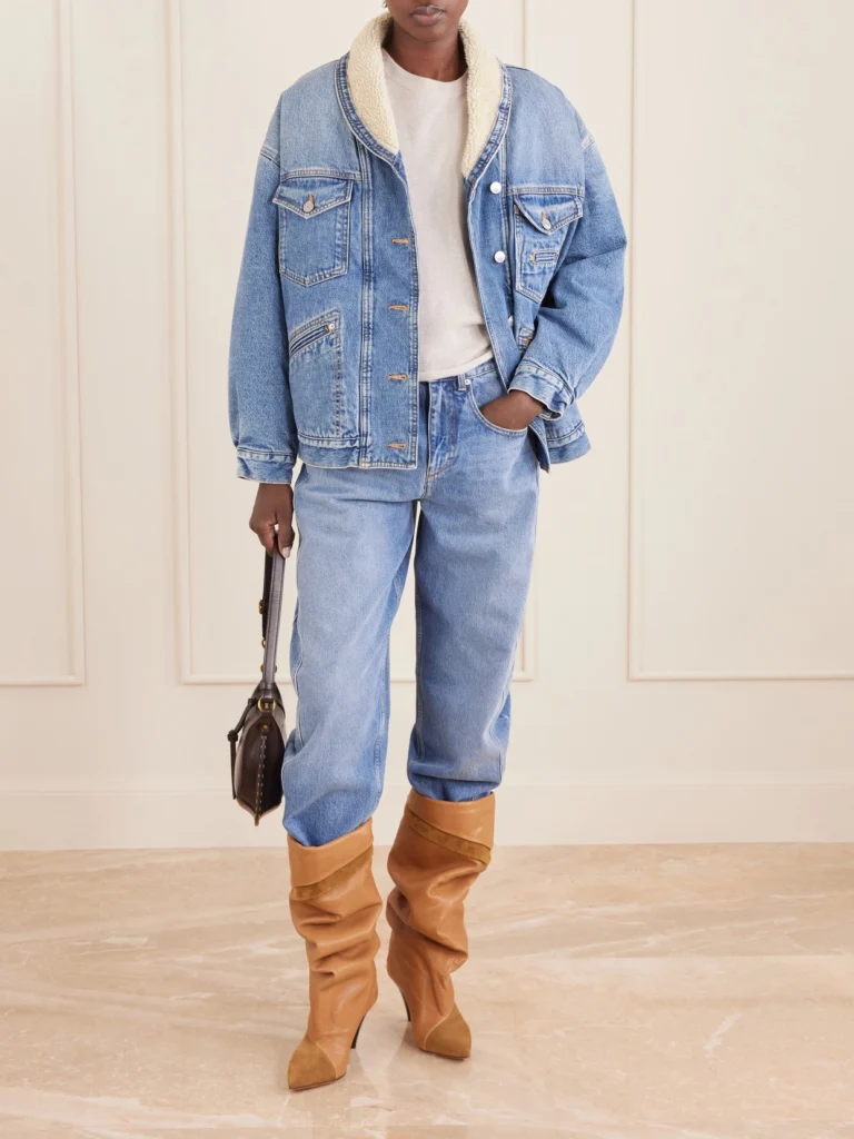 Isabel Marant Pimia Plush-trimmed Denim Jacket