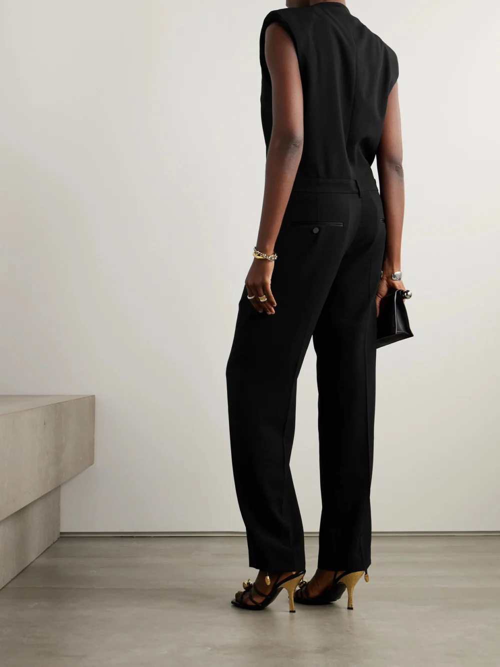 Back view of the Isabel Marant Pleated Crepe Jumpsuit