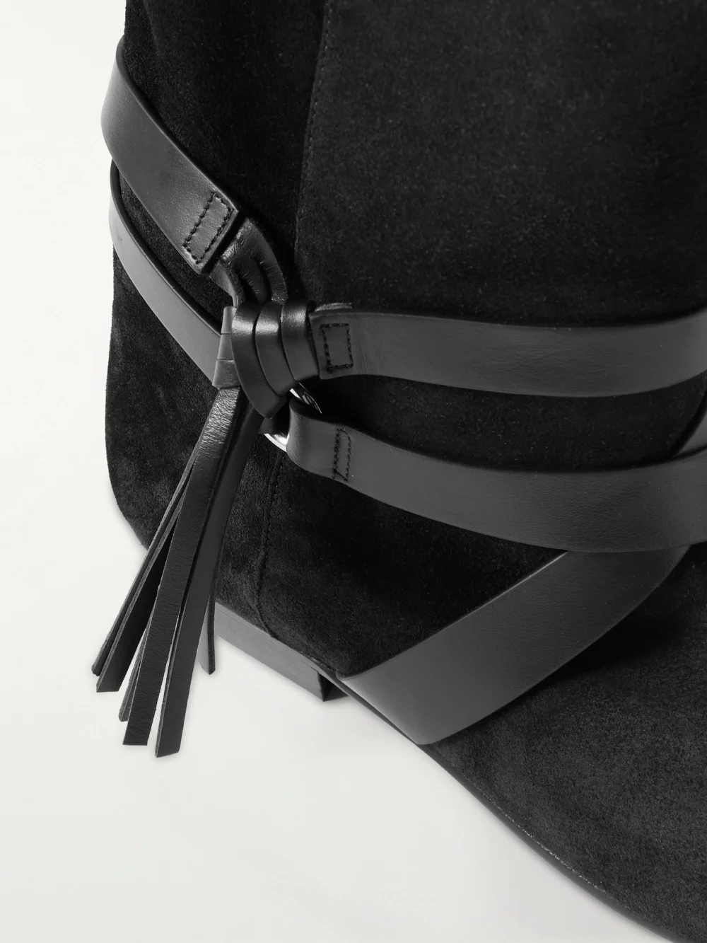 Close-up detail of the Isabel Marant Rejen Leather-trimmed Suede Ankle Boots