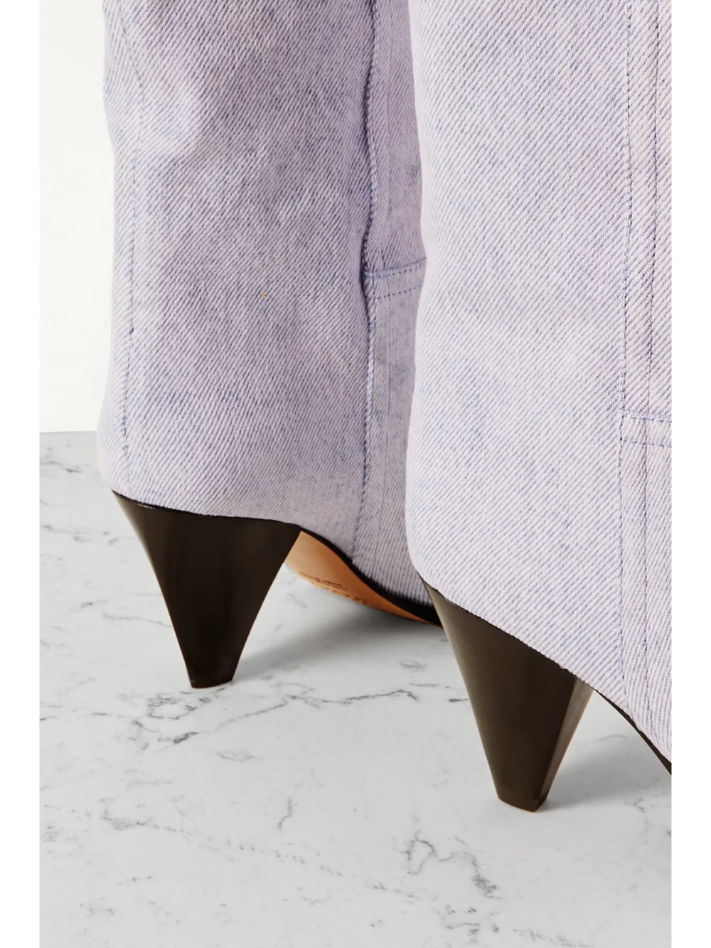 Close-up detail of the Isabel Marant Rouxa Denim Ankle Boots
