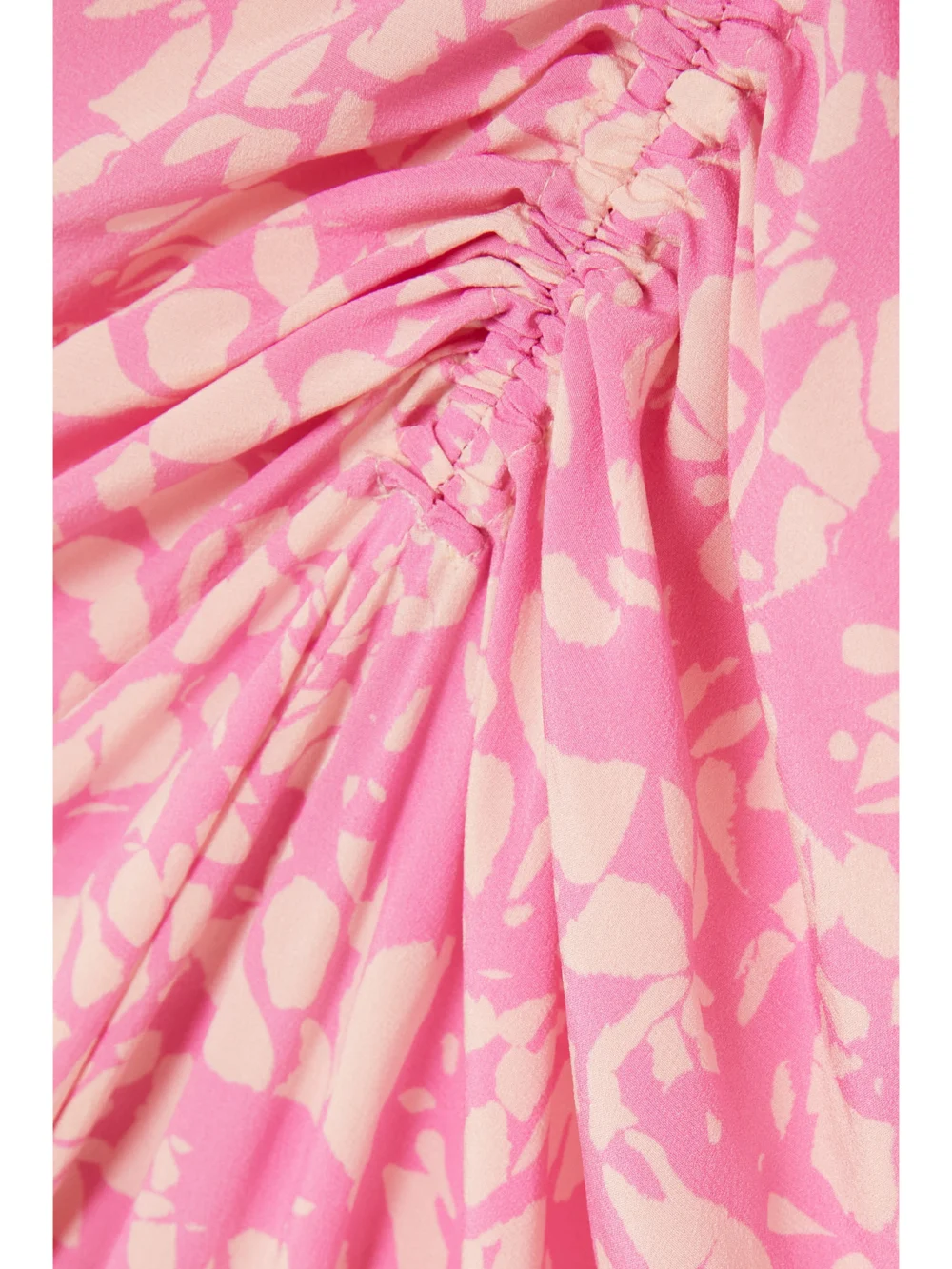 Close-up detail of the Isabel Marant Ruched Floral-print Stretch-silk Crepe Dress