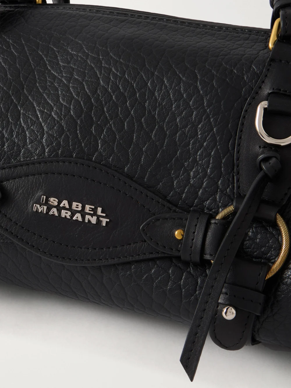 Close-up detail of the Isabel Marant Tilpa Bubble Mini Embellished Textured-leather Shoulder Bag