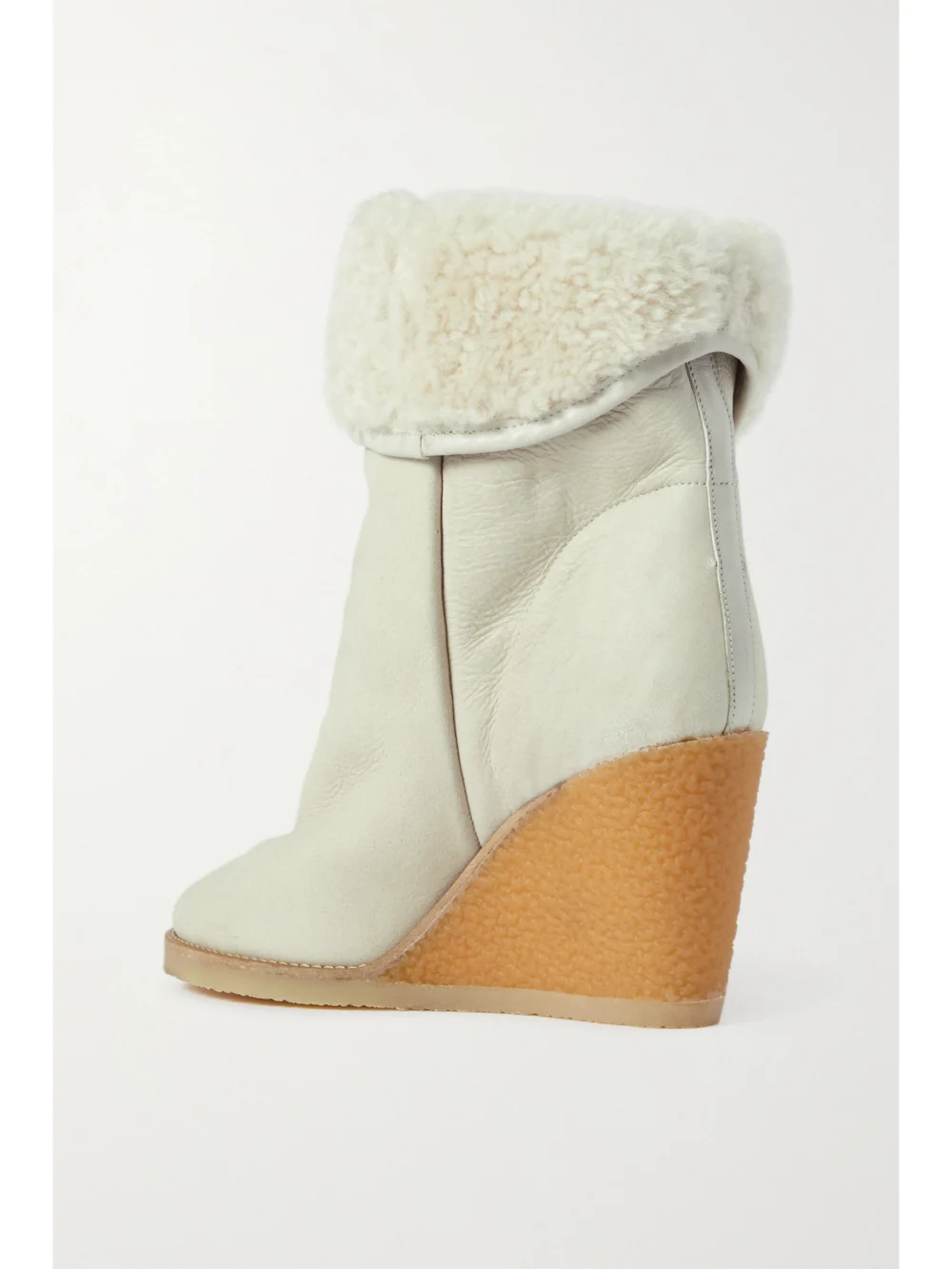 Back view of the Isabel Marant Totam Shearling-lined Suede Wedge Ankle Boots