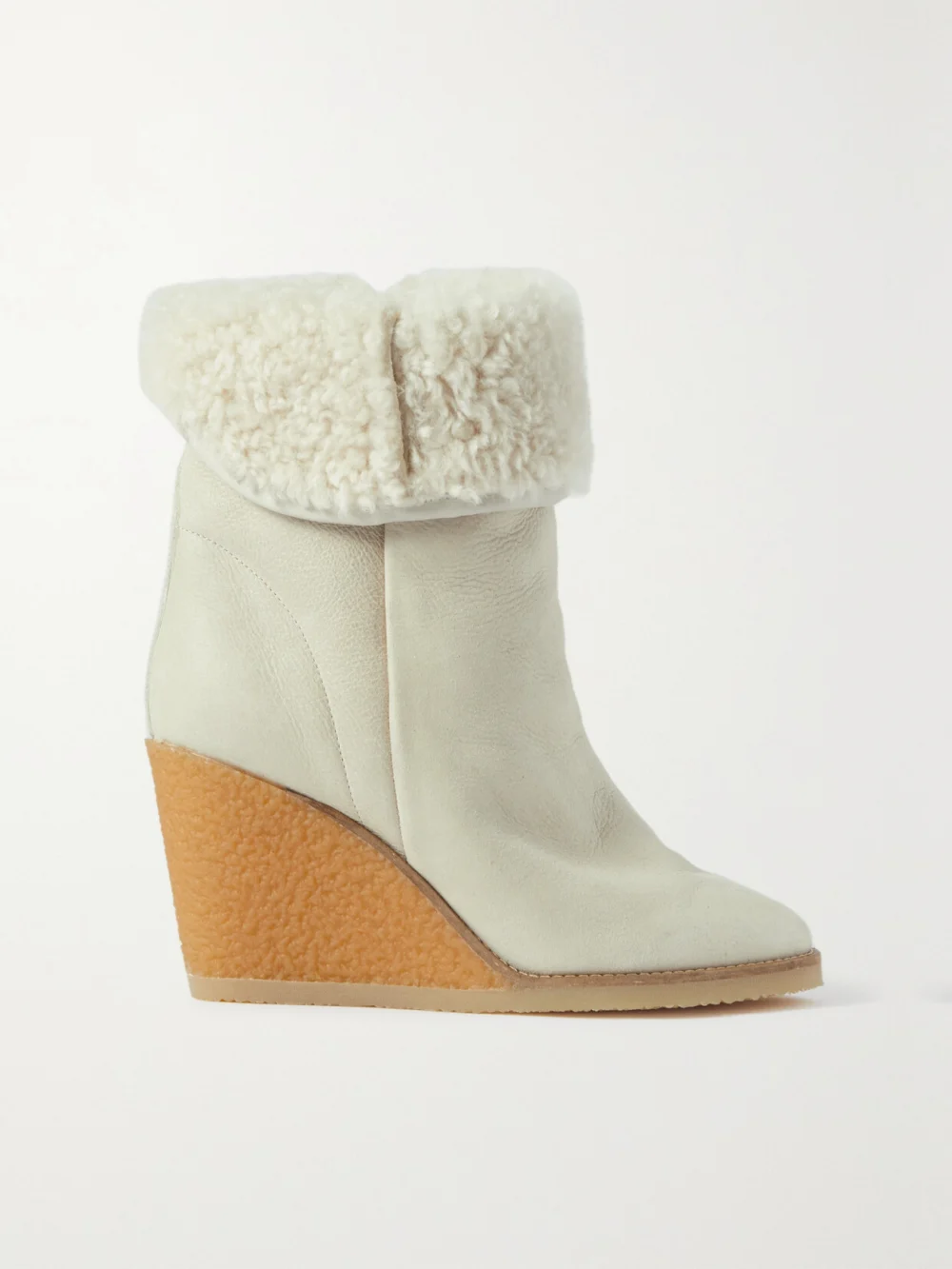 Isabel Marant Totam Shearling-lined Suede Wedge Ankle Boots in beige